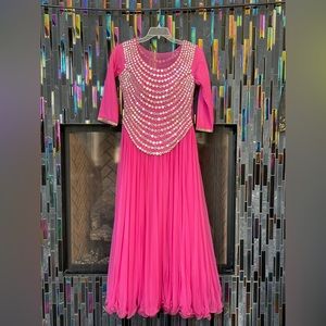 Pink and silver maxi Indian dress size M/L